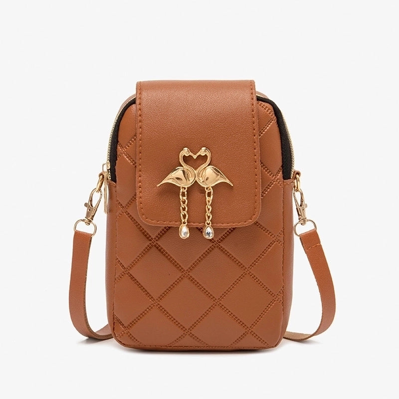 Women's Small Pu Leather Solid Color Basic Streetwear Square Zipper Buckle Shoulder Bag Phone Wallets Crossbody Bag