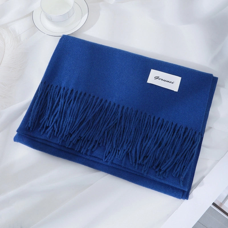 Women's Minimalist Solid Color Imitation Cashmere Tassel Scarf