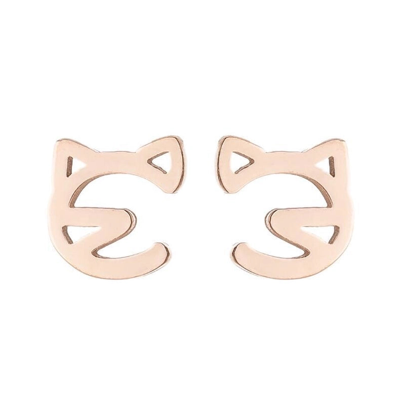 1 Pair Cute Cat Plating 304 Stainless Steel 18K Gold Plated Ear Studs