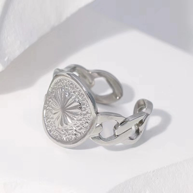 Retro Geometric Stainless Steel Gold Plated Plating Open Rings