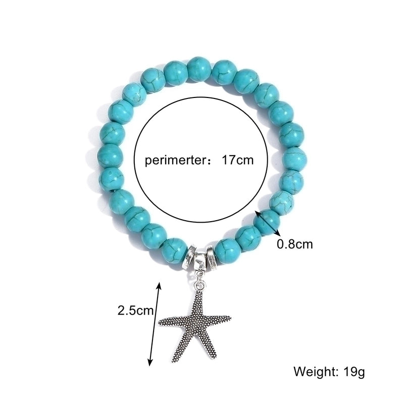 Fashion Starfish Butterfly Turquoise Beaded Women's Bracelets 1 Piece