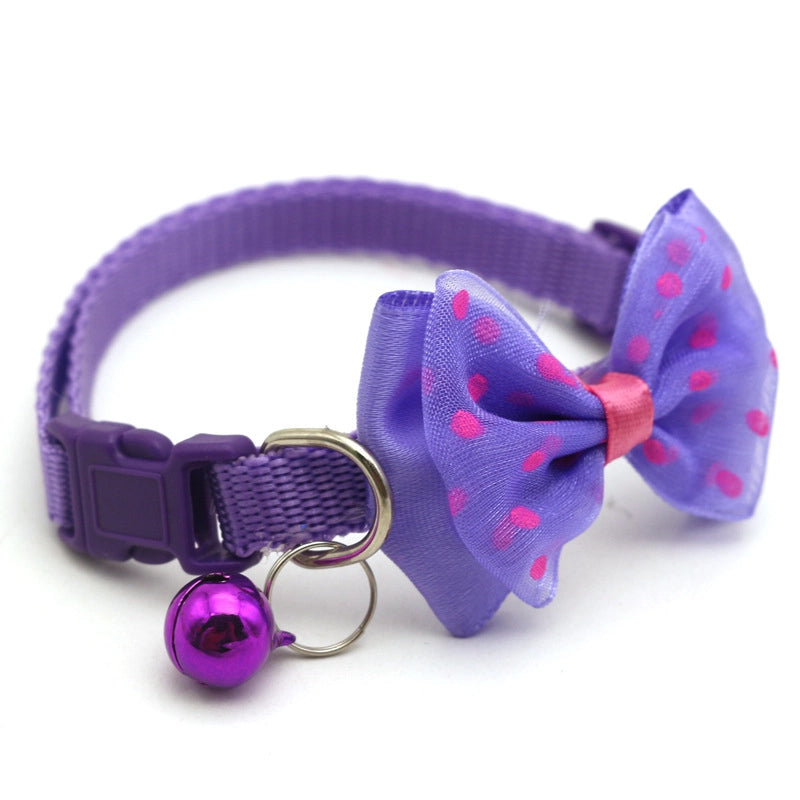 Cute Polypropylene Fiber Polka Dots Bow Knot Pet Collar