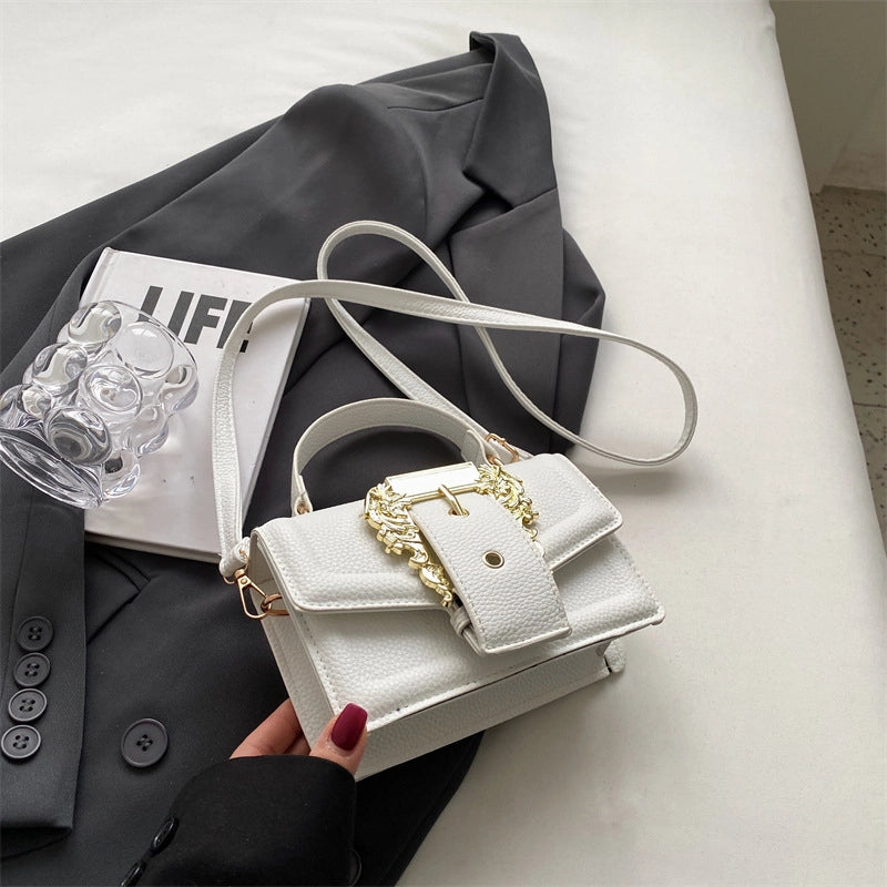 Women's Medium Pu Leather Solid Color Streetwear Square Magnetic Buckle Shoulder Bag Handbag Crossbody Bag