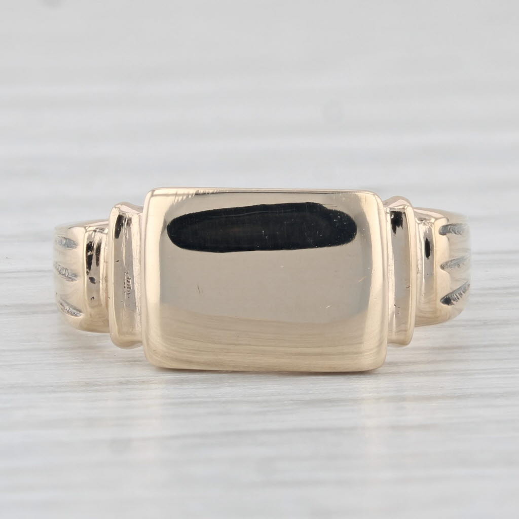 Vintage Engravable Signet Ring 10k Yellow Gold Size 4.5