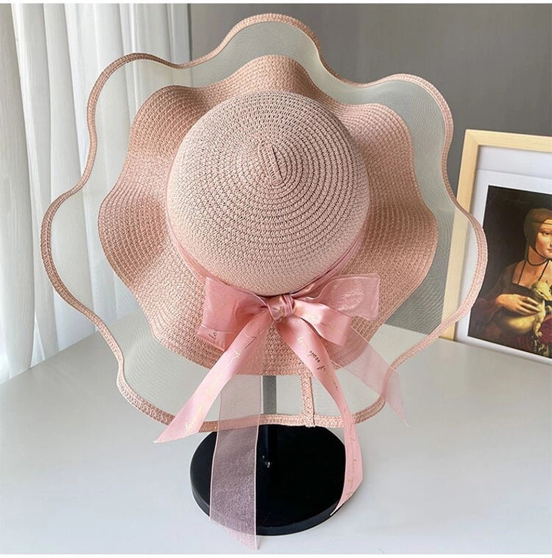Straw Hat Women's Summer Beach Seaside Travel Sunshade Holiday Sunscreen Big Hat Brim Big Rim Cool Hat  Sun Hat