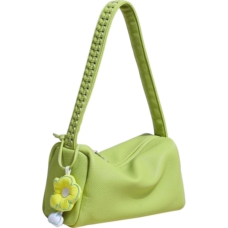 Women's Large Pu Leather Solid Color Flower Beach Zipper Crossbody Bag