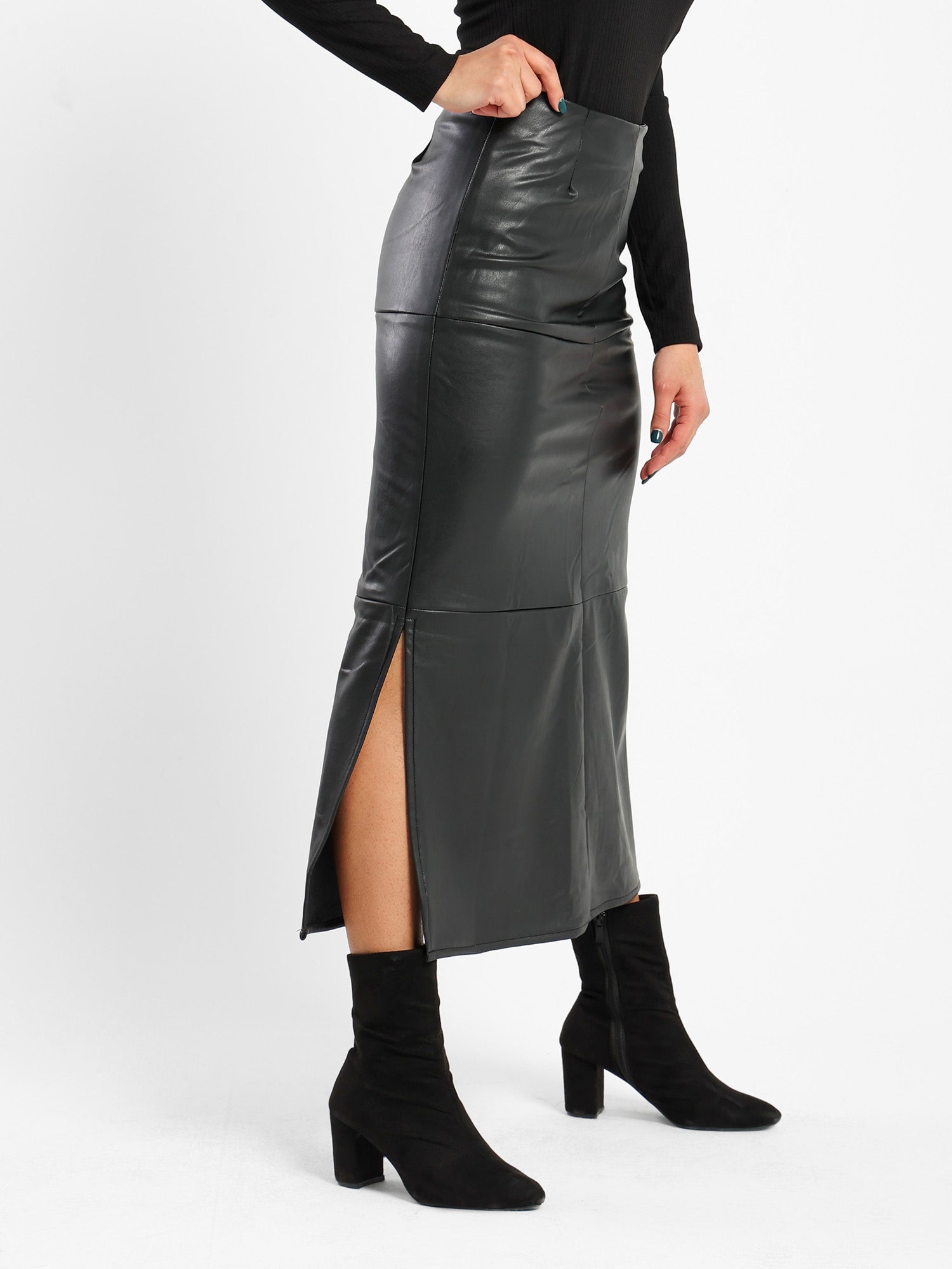Midi Leather Skirt