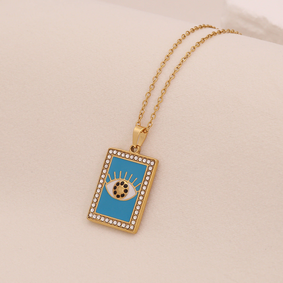 Drop Eye Pendant Necklace Personality Geometric Stainless Steel Clavicle Chain N1536