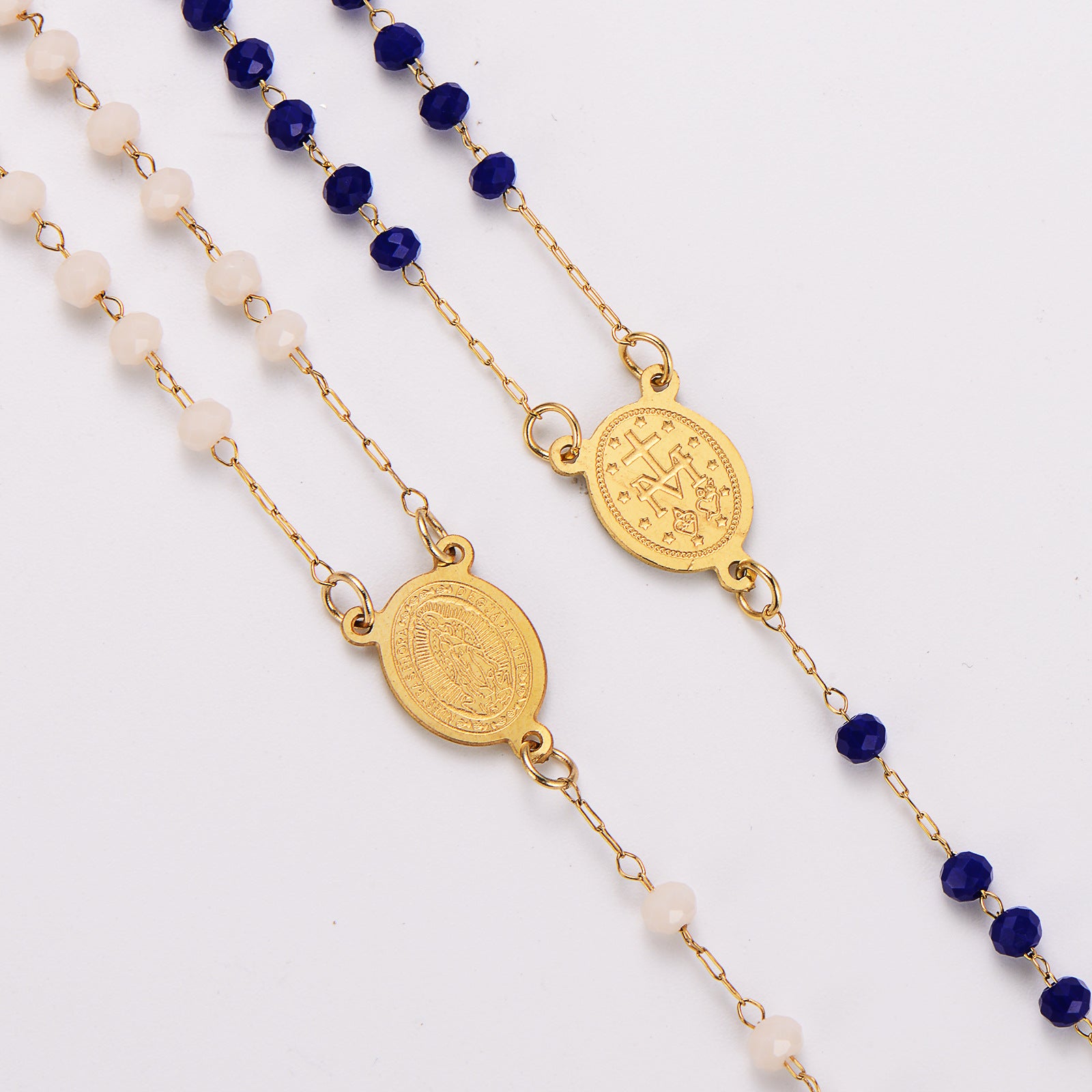 Aml Hot Sale Stainless Steel Beads Rice Bead Chain Clavicle Chain Cross Necklace