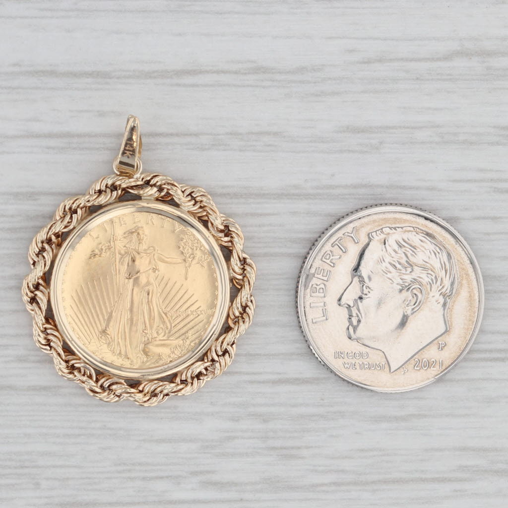 Authentic 1987 1/10oz American Eagle Liberty 5 Dollar Coin Pendant 14k 22k Gold