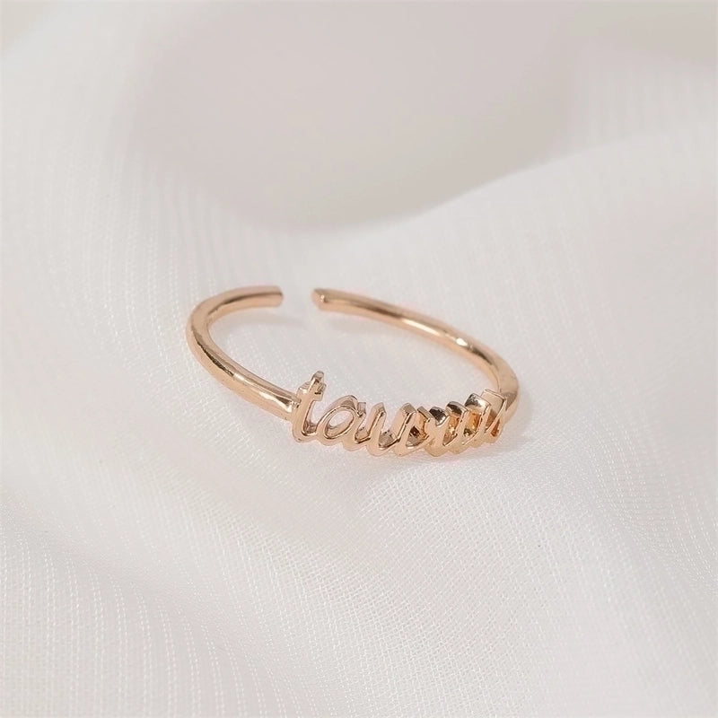 New  Fashion  Letter   Open Index Finger Single Ring  Personality Simple Twelve Constellation Ring