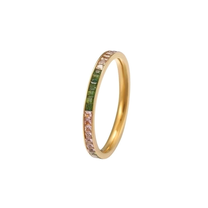 Minimalist Round 304 Stainless Steel Zircon White Gold Plated Gold Plated Plating Inlay Rings