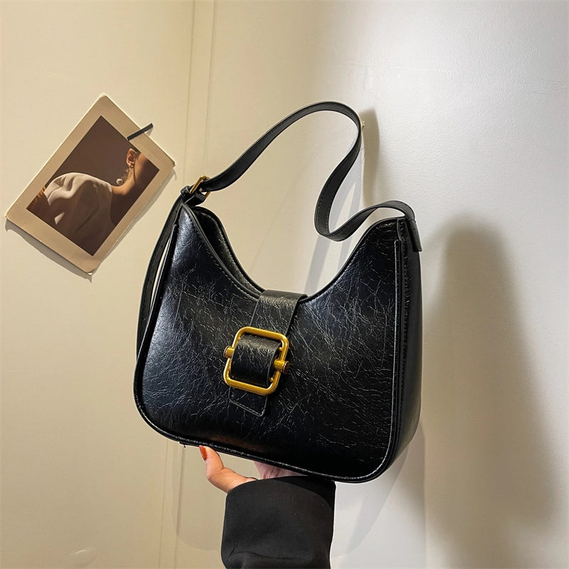 Autumn And Winter Texture Underarm Bag  New Fashion Retro Underarm Bag New Moon Bag Women's Cross-Body Bag