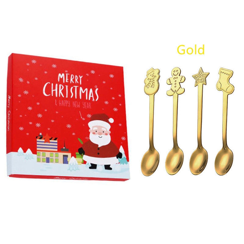 Christmas Fashion Cartoon Stainless Steel Festival Spoon 1 Set