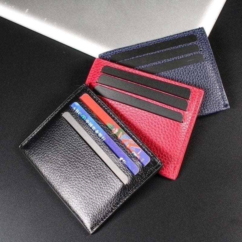 Unisex All Seasons Pu Leather Solid Color Vintage Style Square Open Card Holder