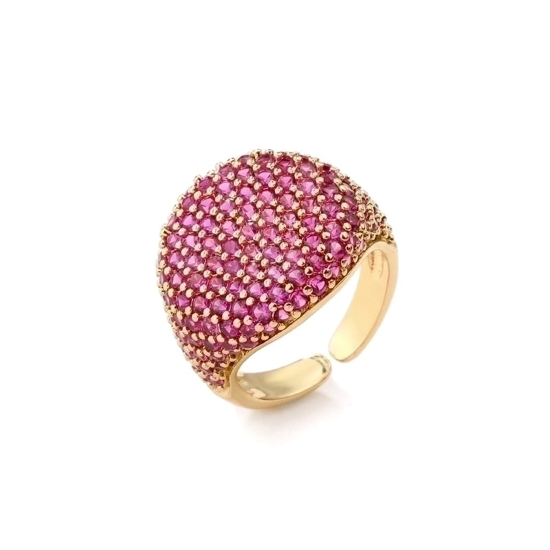 Copper Plating Geometric Zircon Copper Rings