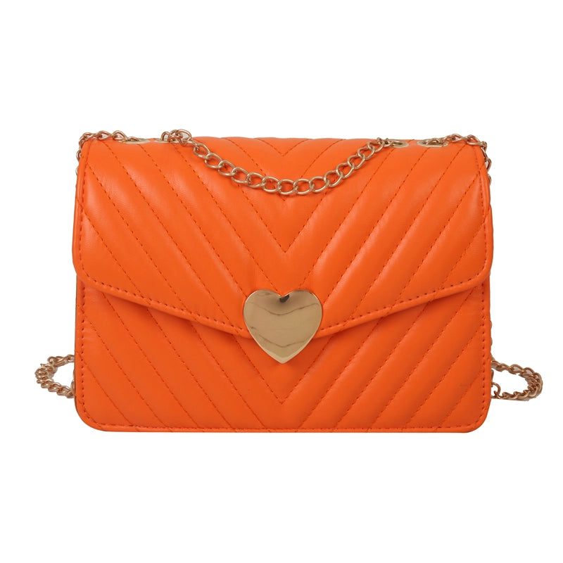 Women's Pu Leather Heart Shape Solid Color Streetwear Square Flip Cover Shoulder Bag Crossbody Bag