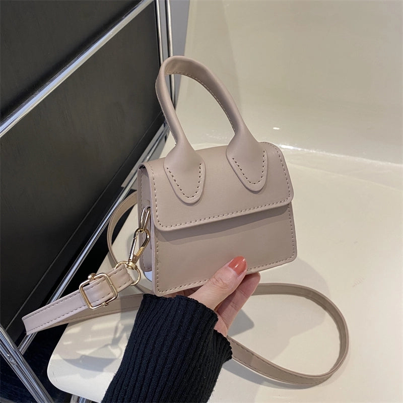 Women's Small Pu Leather Solid Color Cute Basic Flip Cover Crossbody Bag