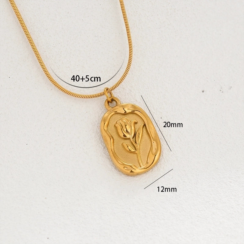 Cute Sweet Classic Style Heart Shape Floral Bow Knot 304 Stainless Steel Pendant Necklace