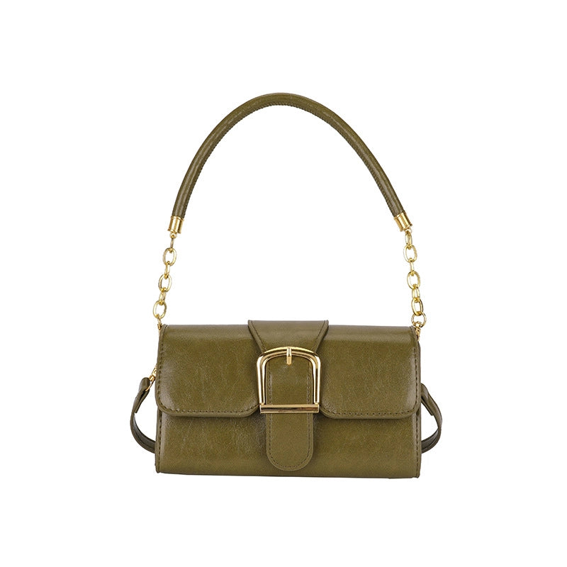 Women's Small Pu Leather Solid Color Streetwear Square Flip Cover Shoulder Bag