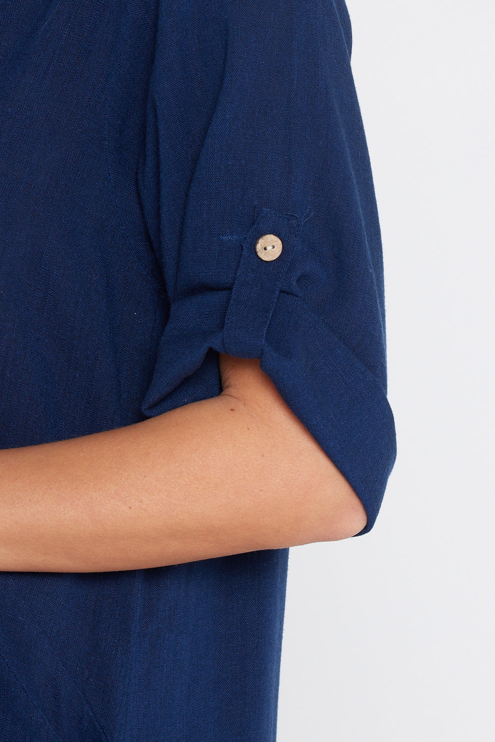 Maria Cotton & Linen Dress - Navy