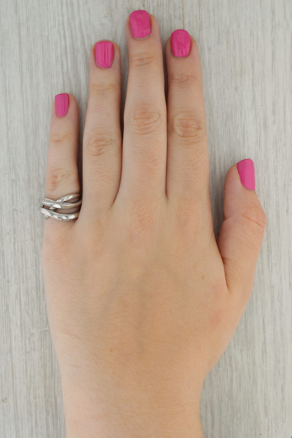 Interlocking Multiband Ring 14k White Gold Size 7.25 Statement