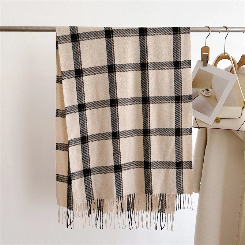 Unisex Business Basic Minimalist Tassel Imitation Cashmere Polyester Scarf
