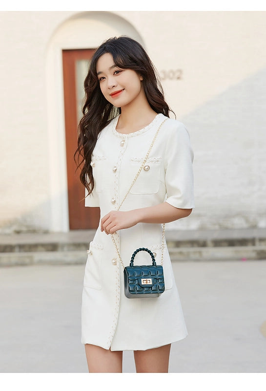 Women's Small PVC Solid Color Lingge Streetwear Lock Clasp Jelly Bag