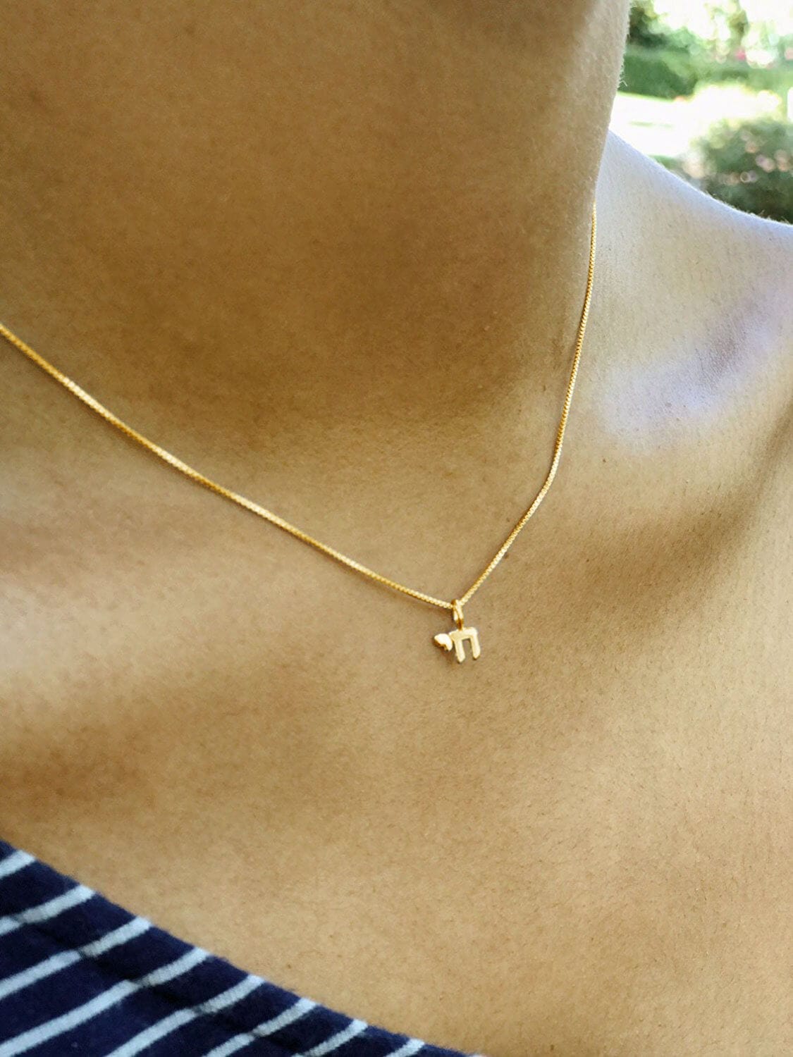 Mini Chai Necklace in 14k Yellow Gold