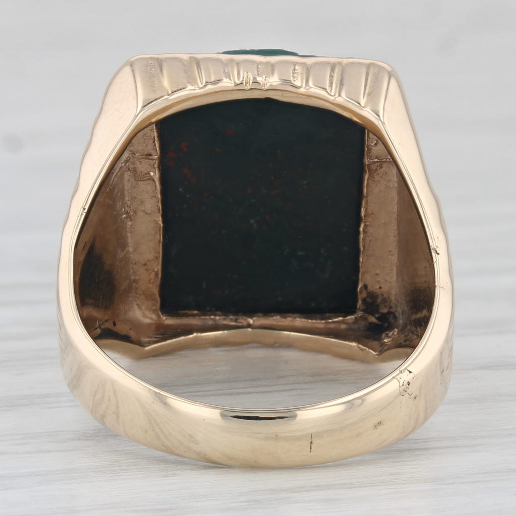 Vintage Bloodstone Carved Soldier Cameo Ring 10k Yellow Gold Size 8.5