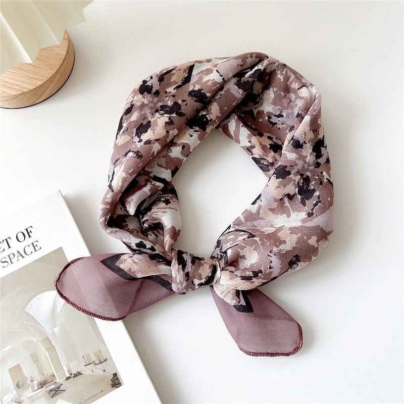 Women's Pastoral Minimalist Flower Cotton And Linen Printing Silk Scarf
