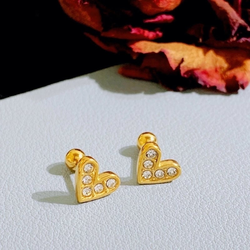 1 Pair Minimalist Heart Shape Plating Titanium Steel Gold Plated Ear Studs