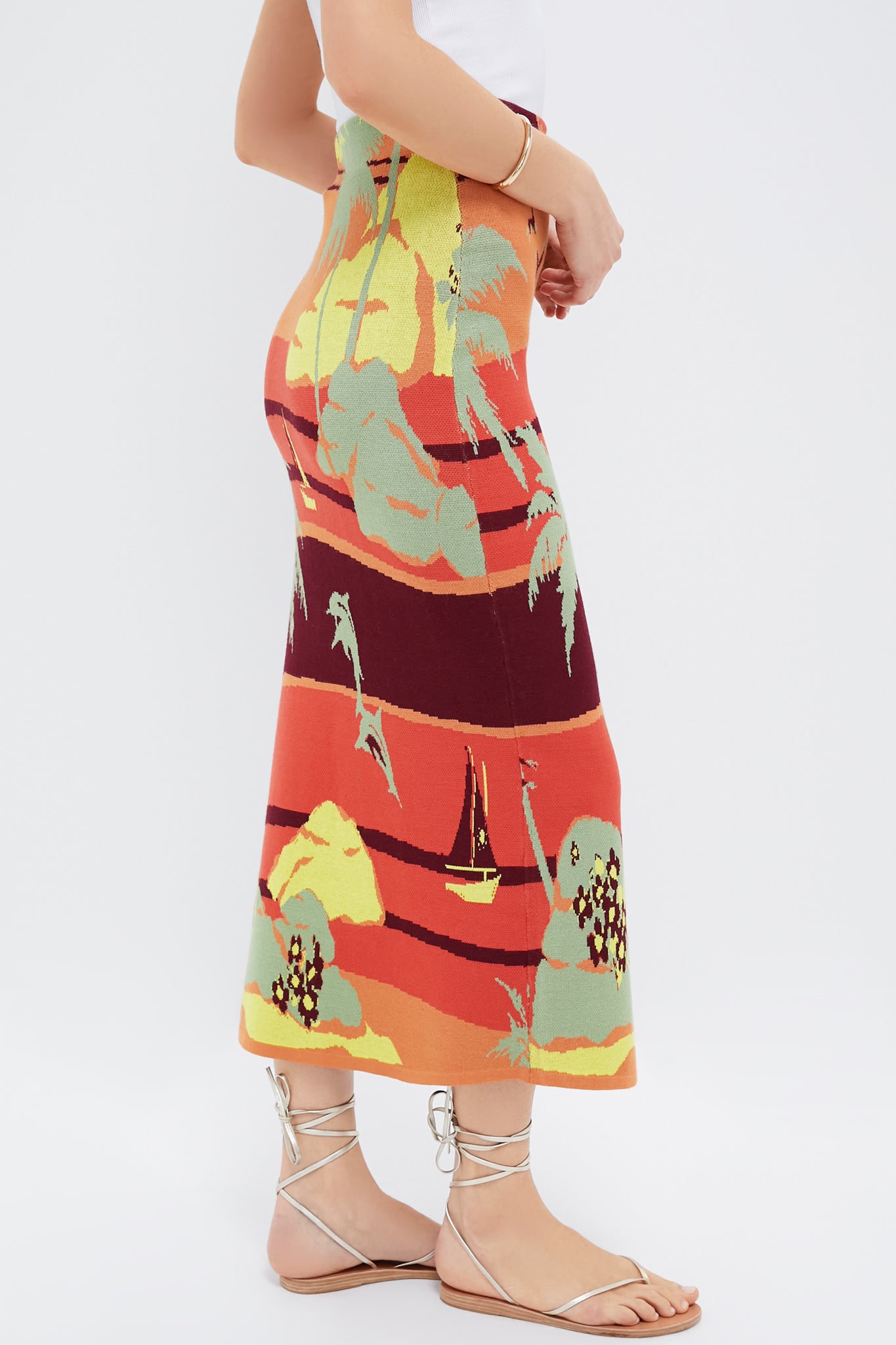Multi Palm Island Knit Skirt