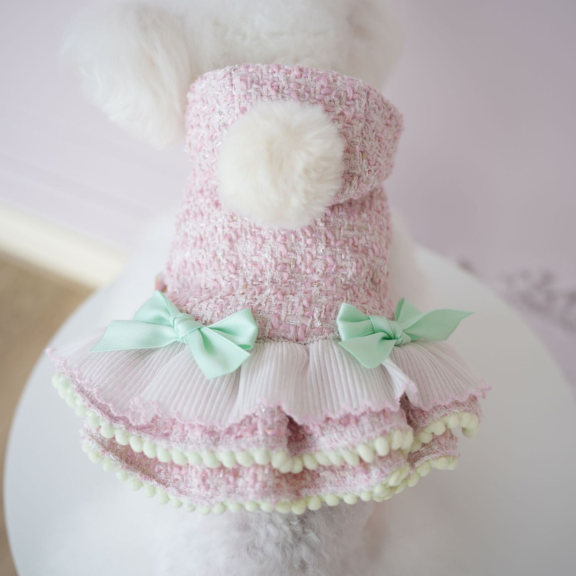 Warm Woollen Sweet Hooded Dog Dress Jacket