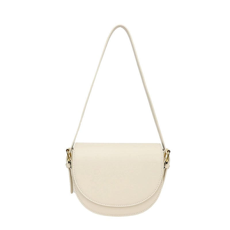 Women's Small All Seasons Pu Leather Solid Color Vintage Style Semicircle Flip Cover Shoulder Bag