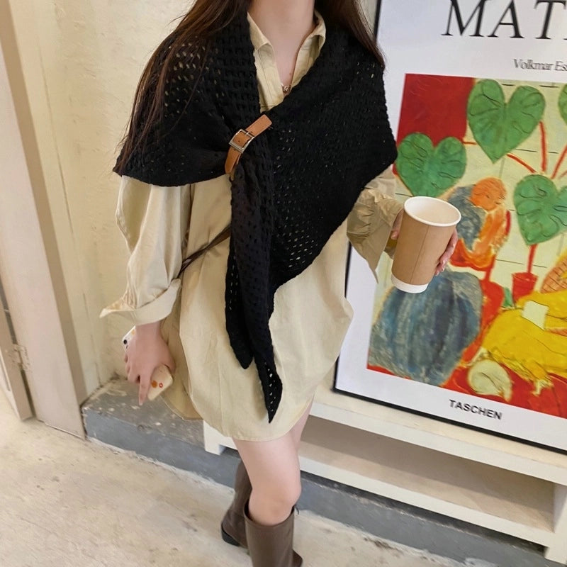 Women's Minimalist Classic Style Solid Color Polyester Shawl