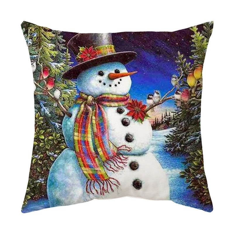 Cute Snowman Short Plush Pillow Cases