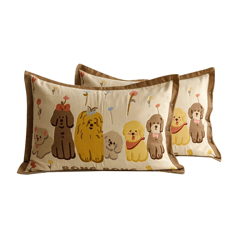 Cute Animal Letter Lattice Cotton Pillow Cases Couch & Sofa Decor
