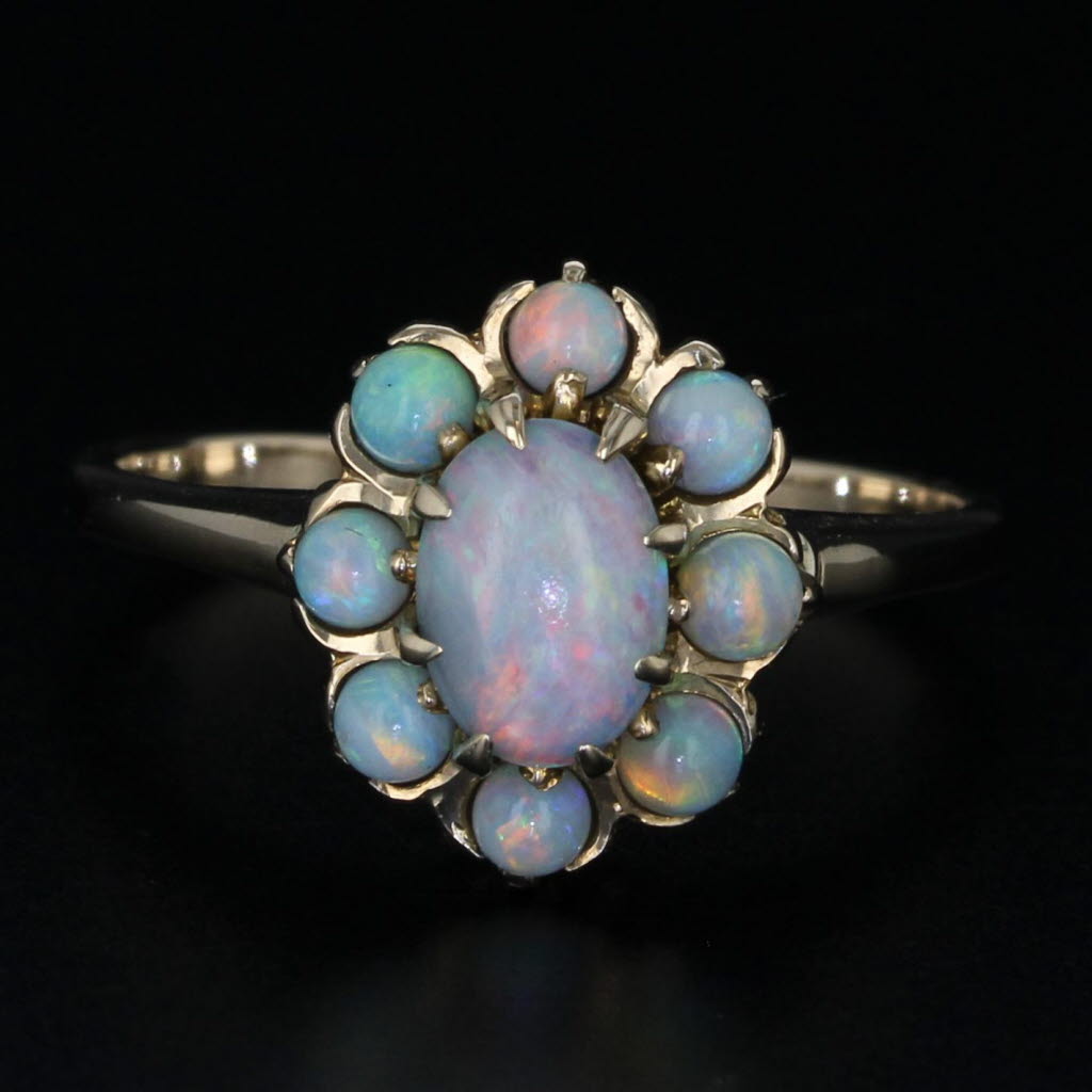 Vintage Opal Cabochon Ring 10k Yellow Gold Size 7.5