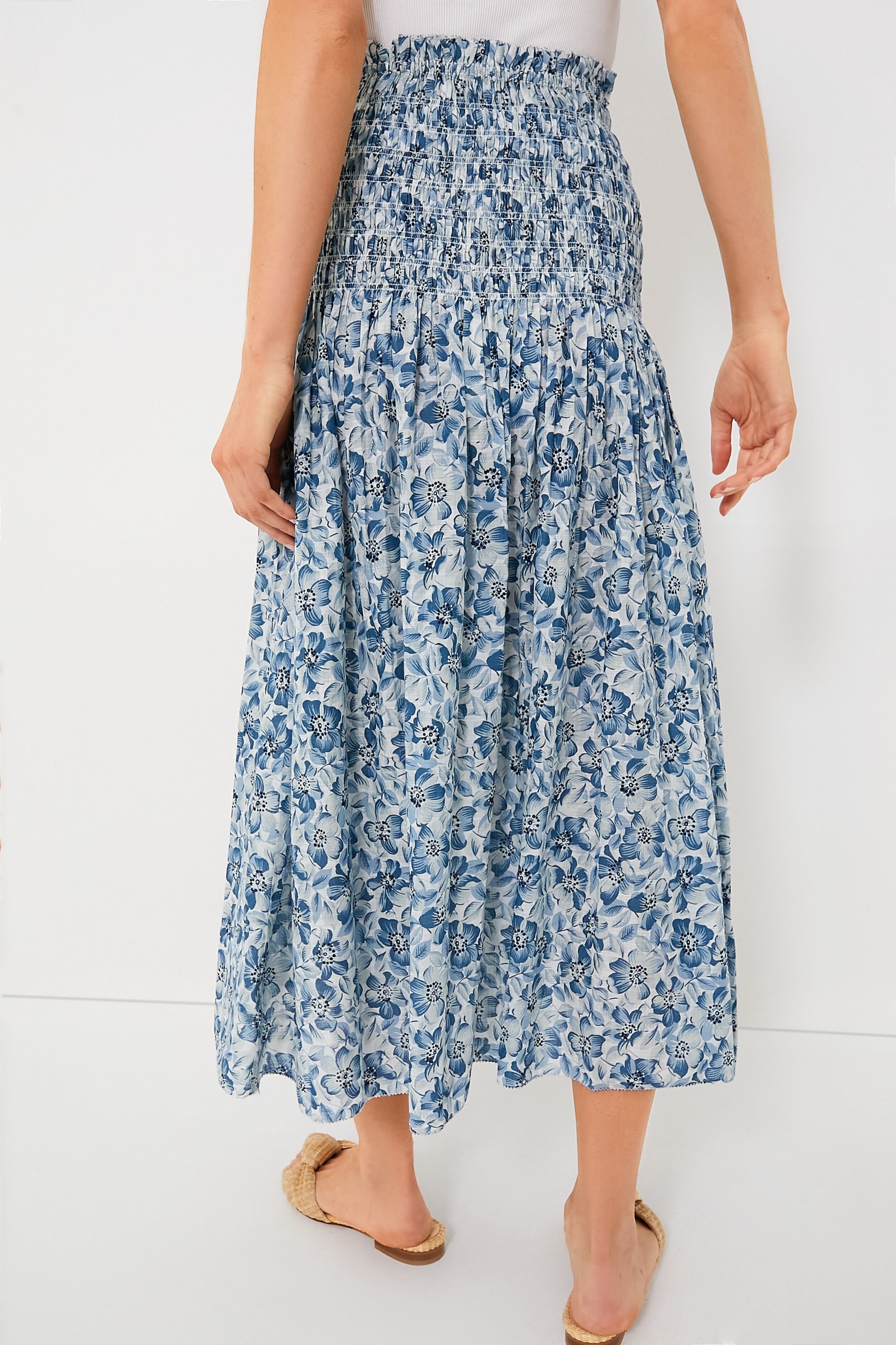 Light Sky Pressed Floral Print The Knoll Skirt