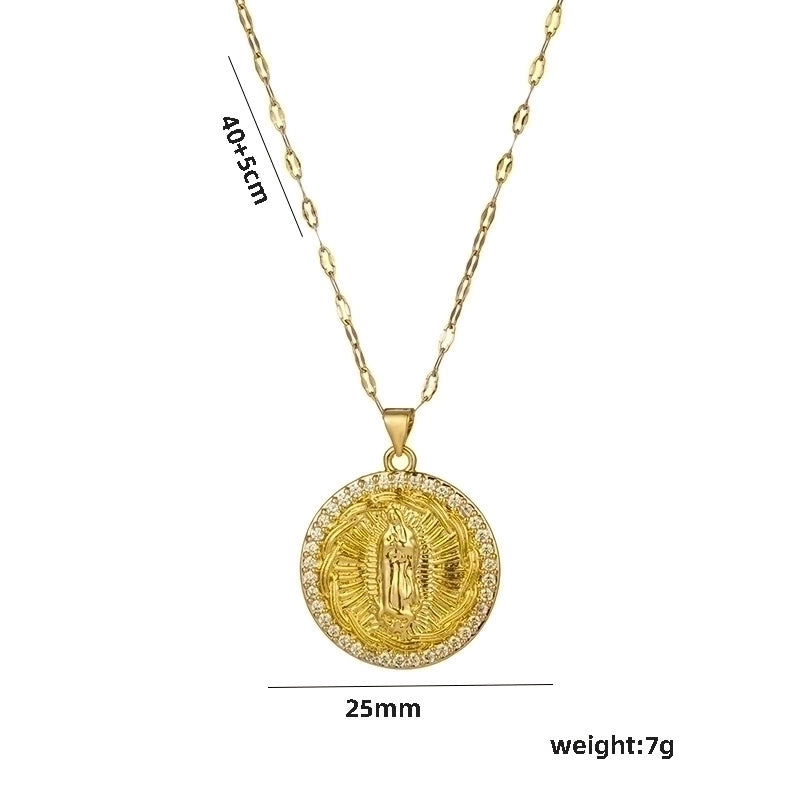 Titanium Steel Minimalist Human Star Oval Plating Inlay Zircon Pendant Necklace