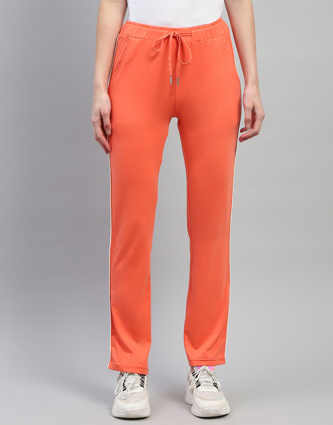 Women Orange Solid Regular Fit Lower