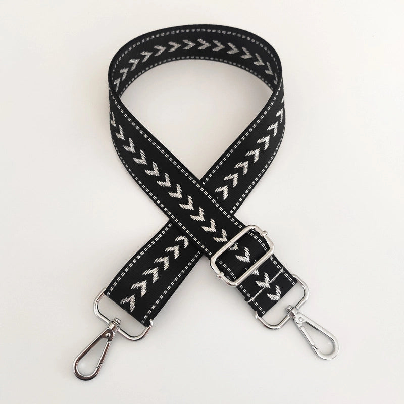 New Nylon Silver String Arrow Wide Shoulder Strap Adjustable Shoulder Crossbody Women Bag Accessories Bag Strap Replacement Long Strap
