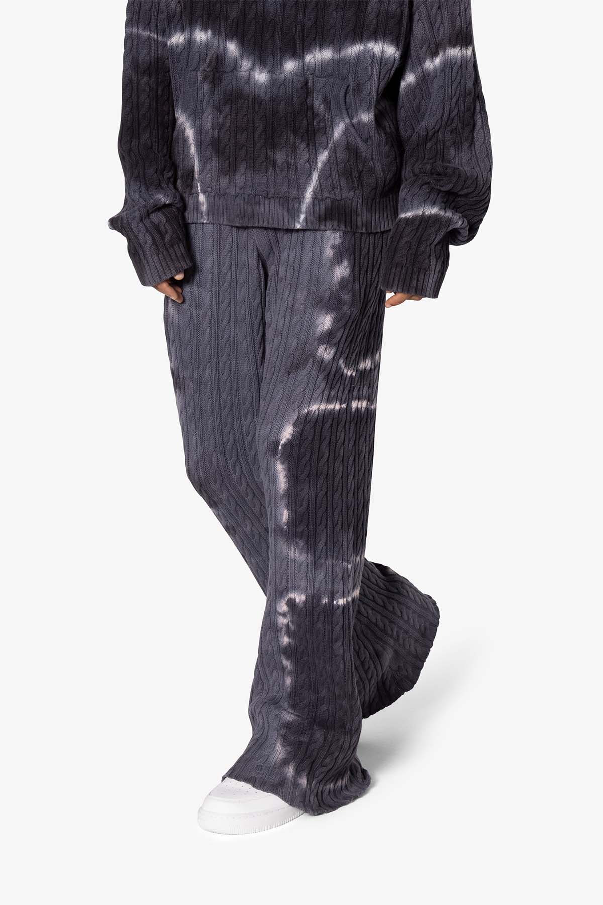 Tie Dye Cable Knit Sweatpants - Black
