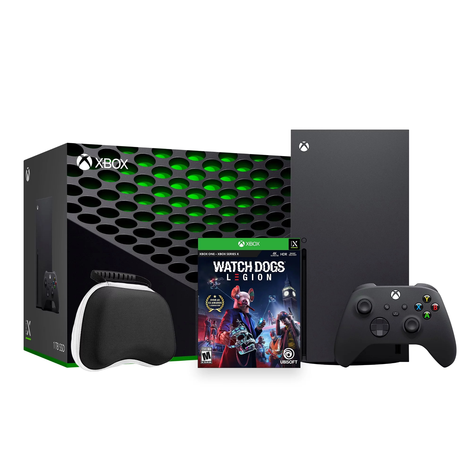 Xbox Series X Console Bundle - Flagship Xbox 1TB SSD Black Gaming Console and Wireless Controller with Watch Dogs: Legion and Xbox Controller Protective Hard Shell Case