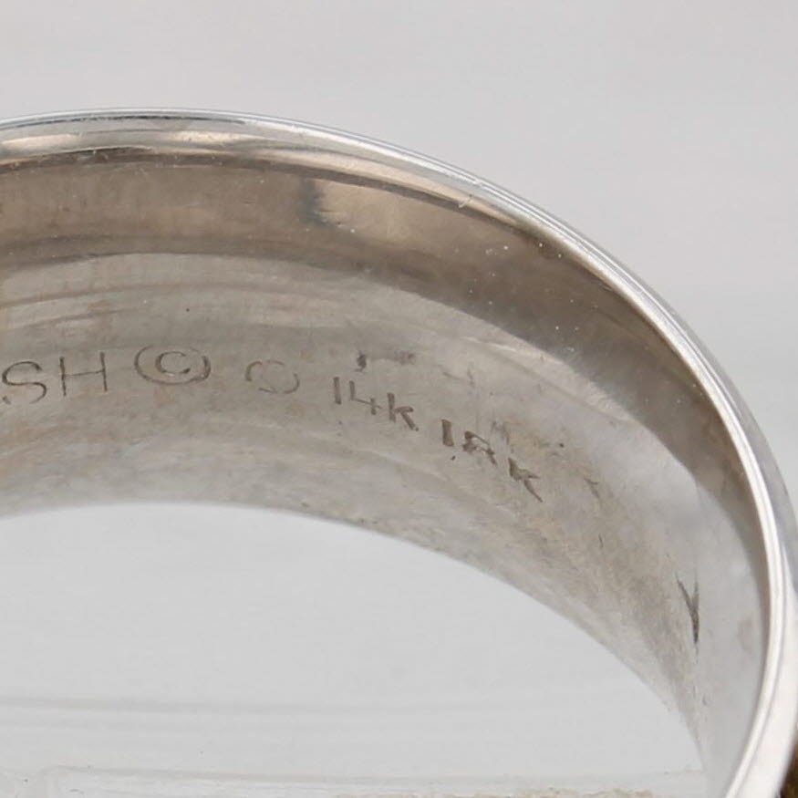0.12ctw Diamond Ring 14k Yellow Gold 18k White Gold Band Contoured Ring Ofiesh