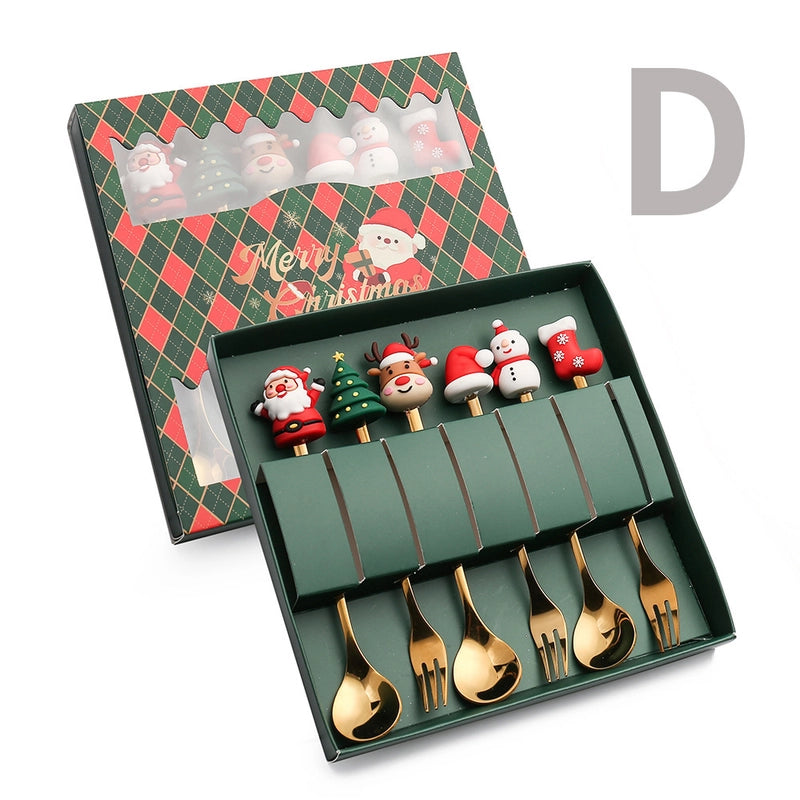 Christmas Cute Christmas Tree Santa Claus Star 304 Stainless Steel PVC Tableware 1 Piece
