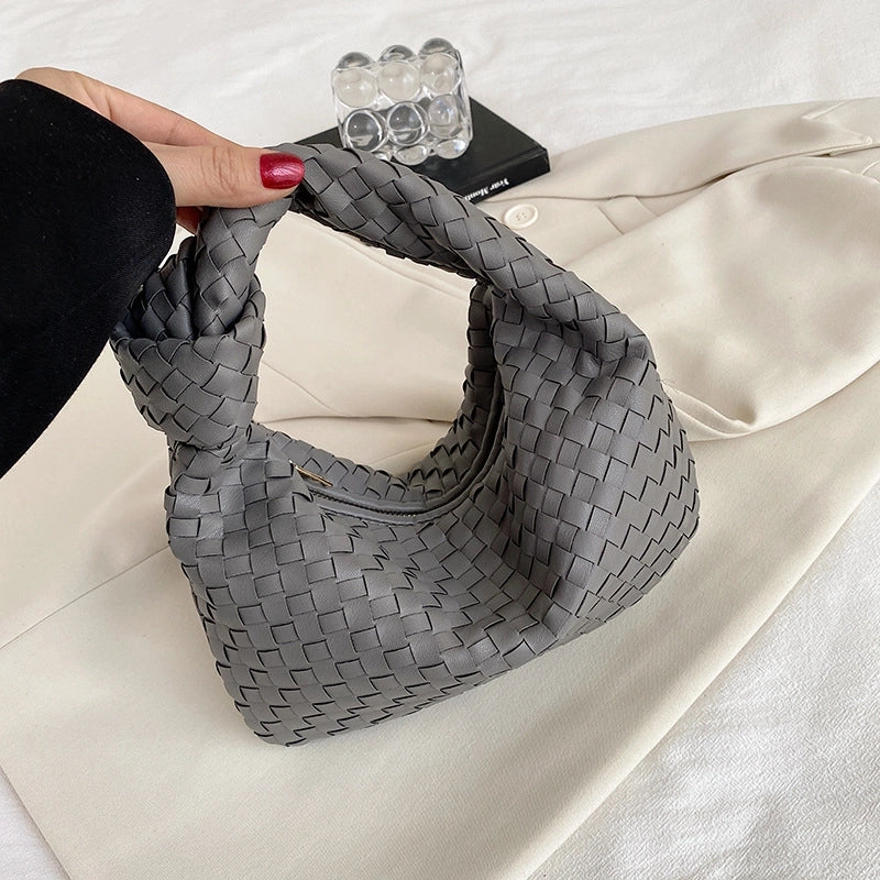 Women's Small Pu Leather Solid Color Classic Style Dumpling Shape Zipper Shoulder Bag