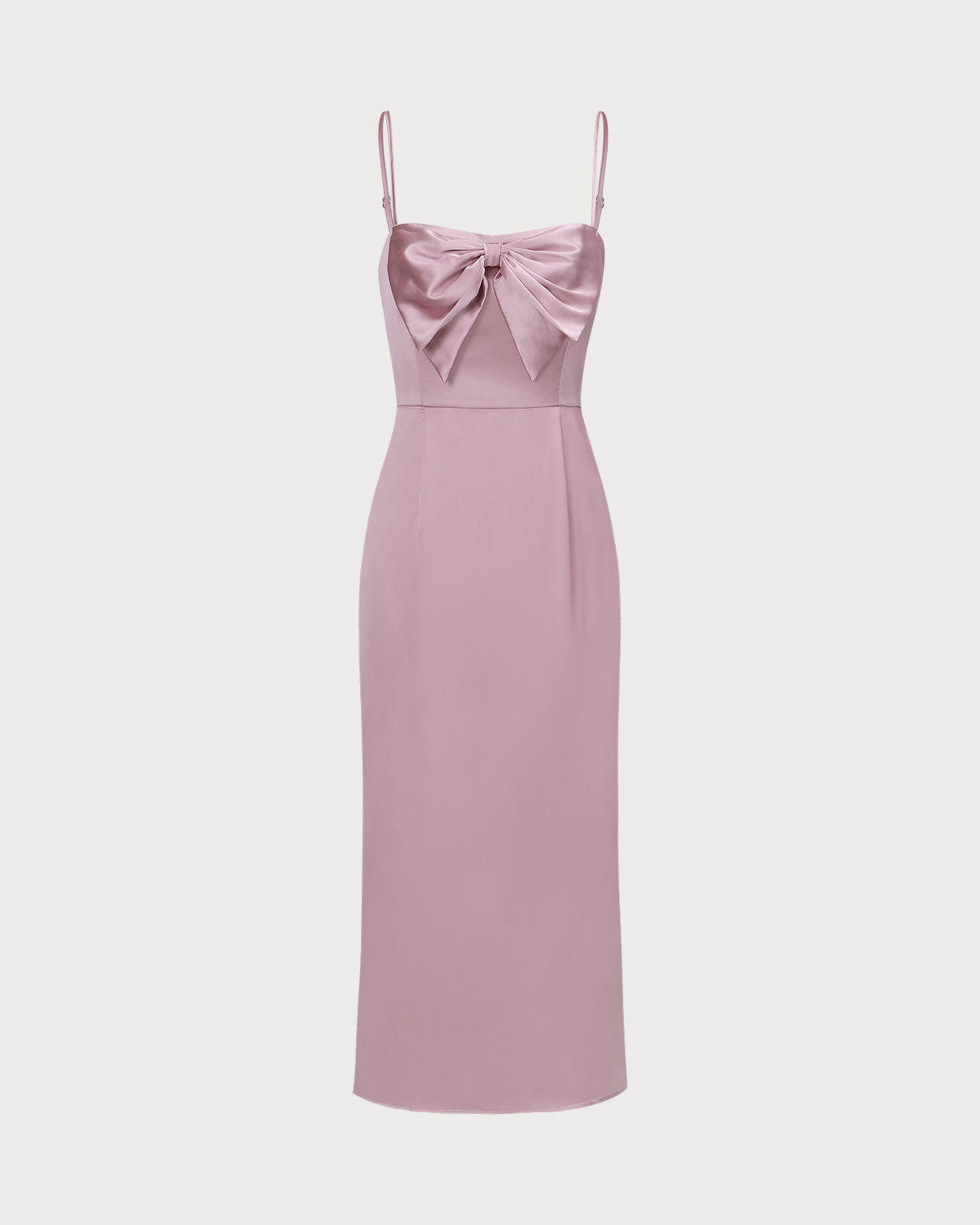 The Pink Bowknot Satin Strap Maxi Dress