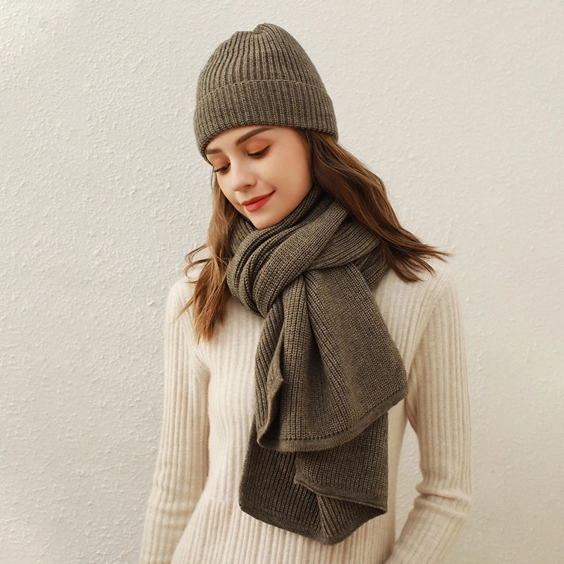 Women's Basic Minimalist Solid Color Acrylic Knit Scarf